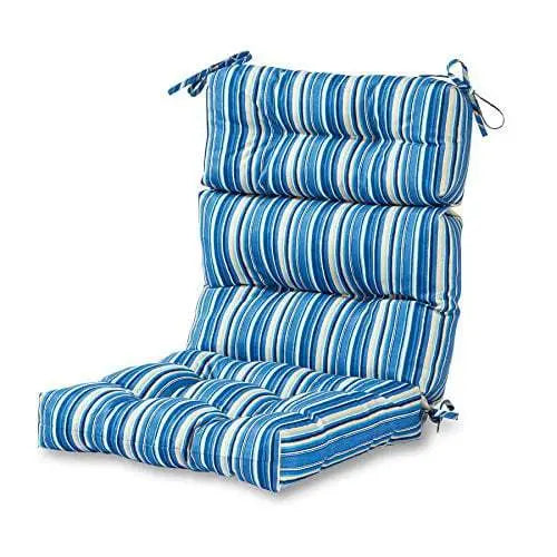Greendale Home Fashions High Back Outdoor Chair Cushion, Blue Stripe, 44x22in, Polyester