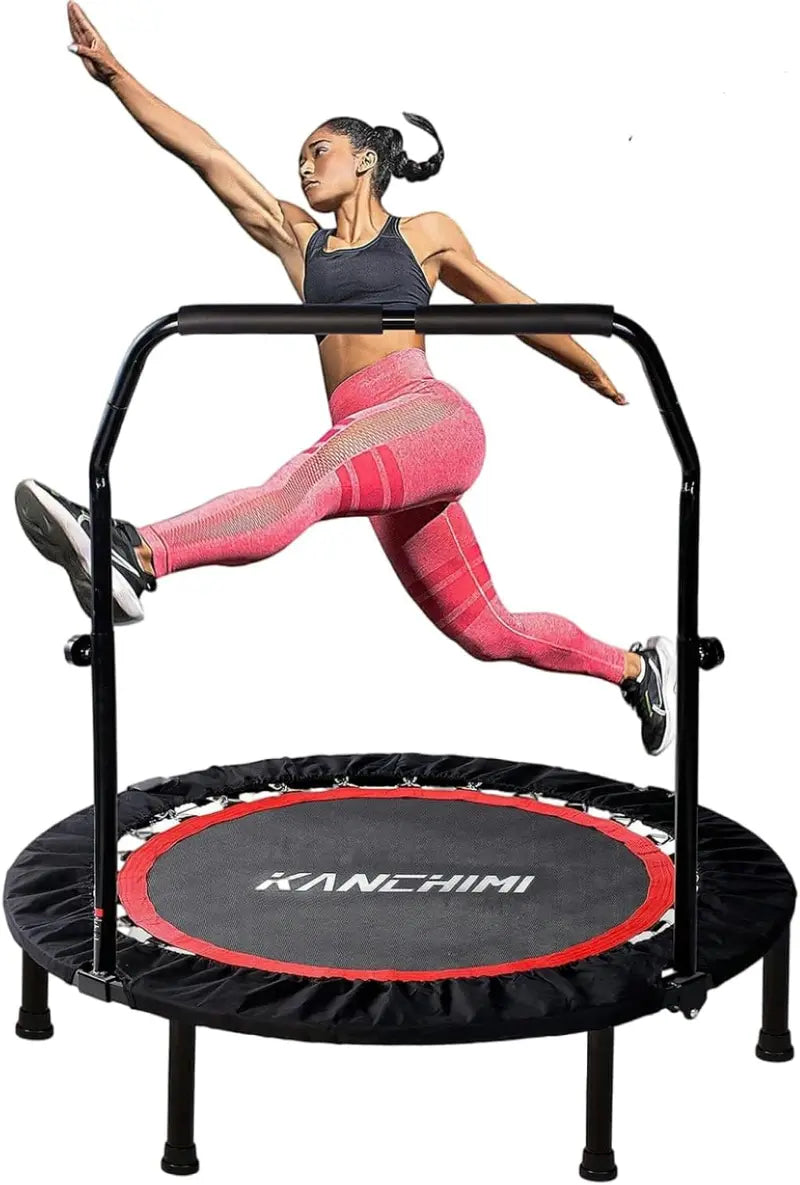 Kanchimi Foldable Mini Rebounder Trampoline – 40″ or 48″ Indoor Exercise Trampoline with Handle & 330 lb Weight Capacity