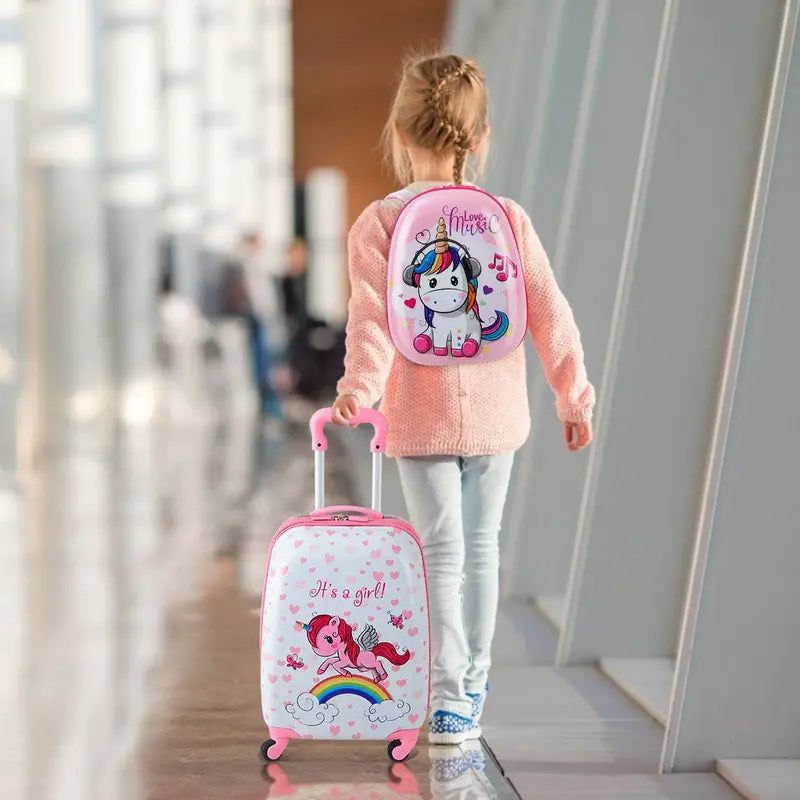 Kids' Luggage Set – Two-Piece Lightweight Spinner Suitcase Combo (12″ + 16″) for Traveling Children