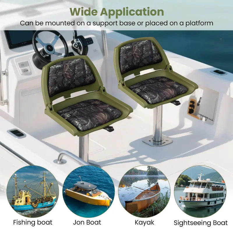Low-Profile Molded Fishing Boat Chair – Marine-Grade PVC Cushion, Low-Back Design