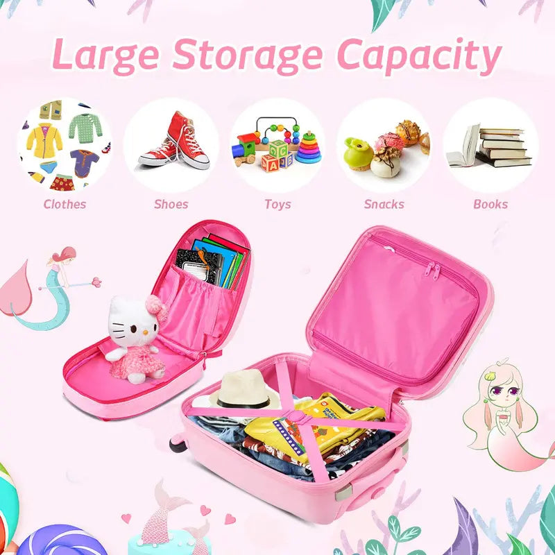 Kids' Luggage Set – Two-Piece Lightweight Spinner Suitcase Combo (12″ + 16″) for Traveling Children