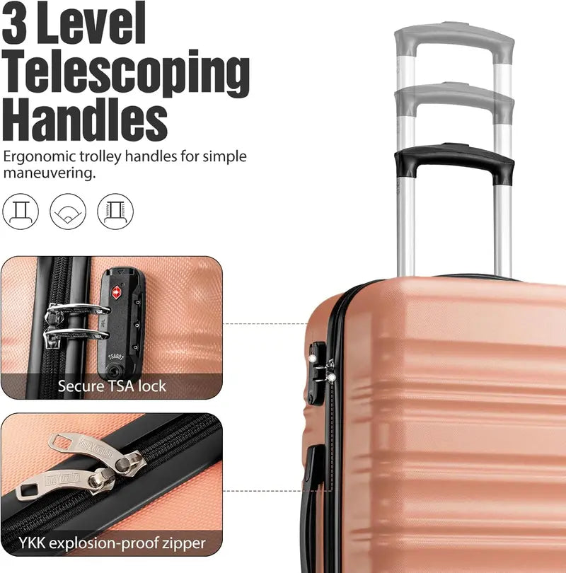 LONG VACATION ABS+PC 6-Piece Luggage Set – Expandable Hardshell Suitcases with YKK Zippers, TSA Locks & 360° Wheels