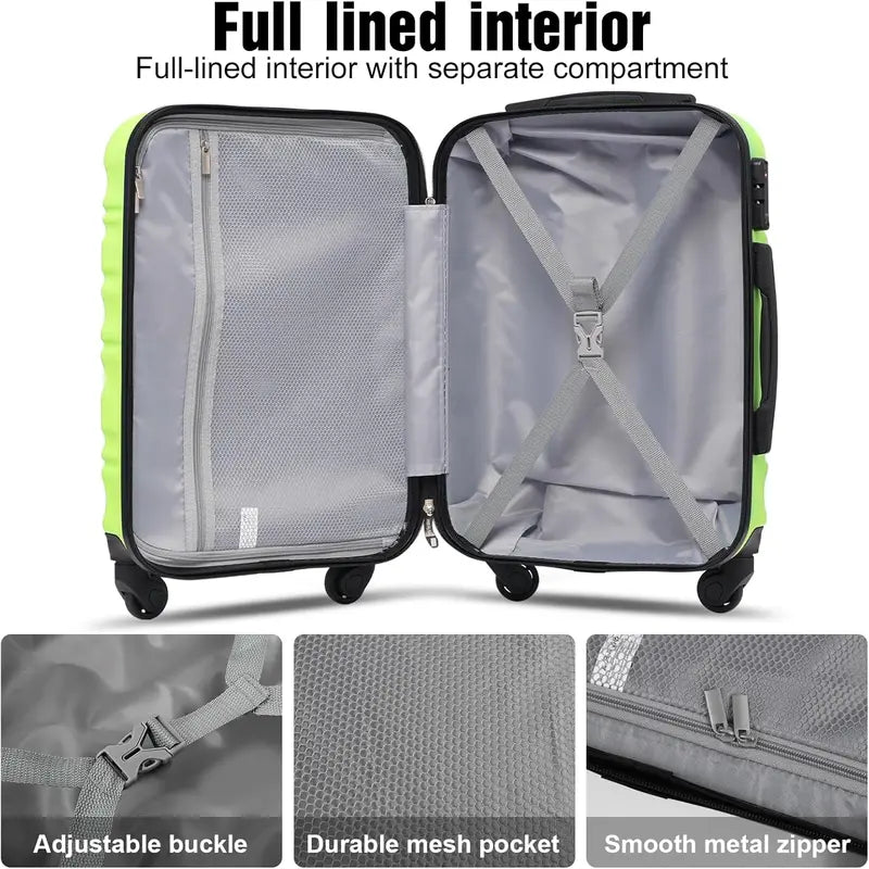 LONG VACATION ABS+PC 6-Piece Luggage Set – Expandable Hardshell Suitcases with YKK Zippers, TSA Locks & 360° Wheels