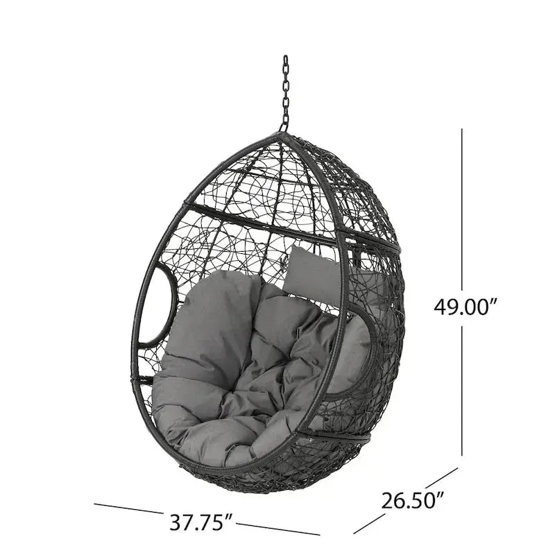 Waterproof Hanging Wicker Egg Chair – Outdoor Hammock Seat with Cushions, 300 lb Capacity