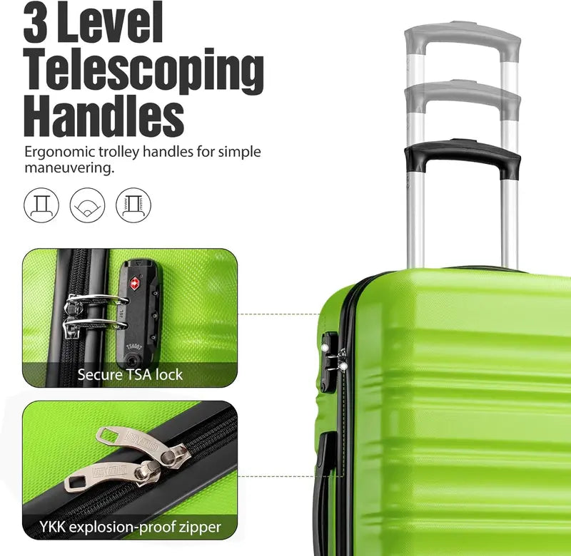 LONG VACATION ABS+PC 6-Piece Luggage Set – Expandable Hardshell Suitcases with YKK Zippers, TSA Locks & 360° Wheels