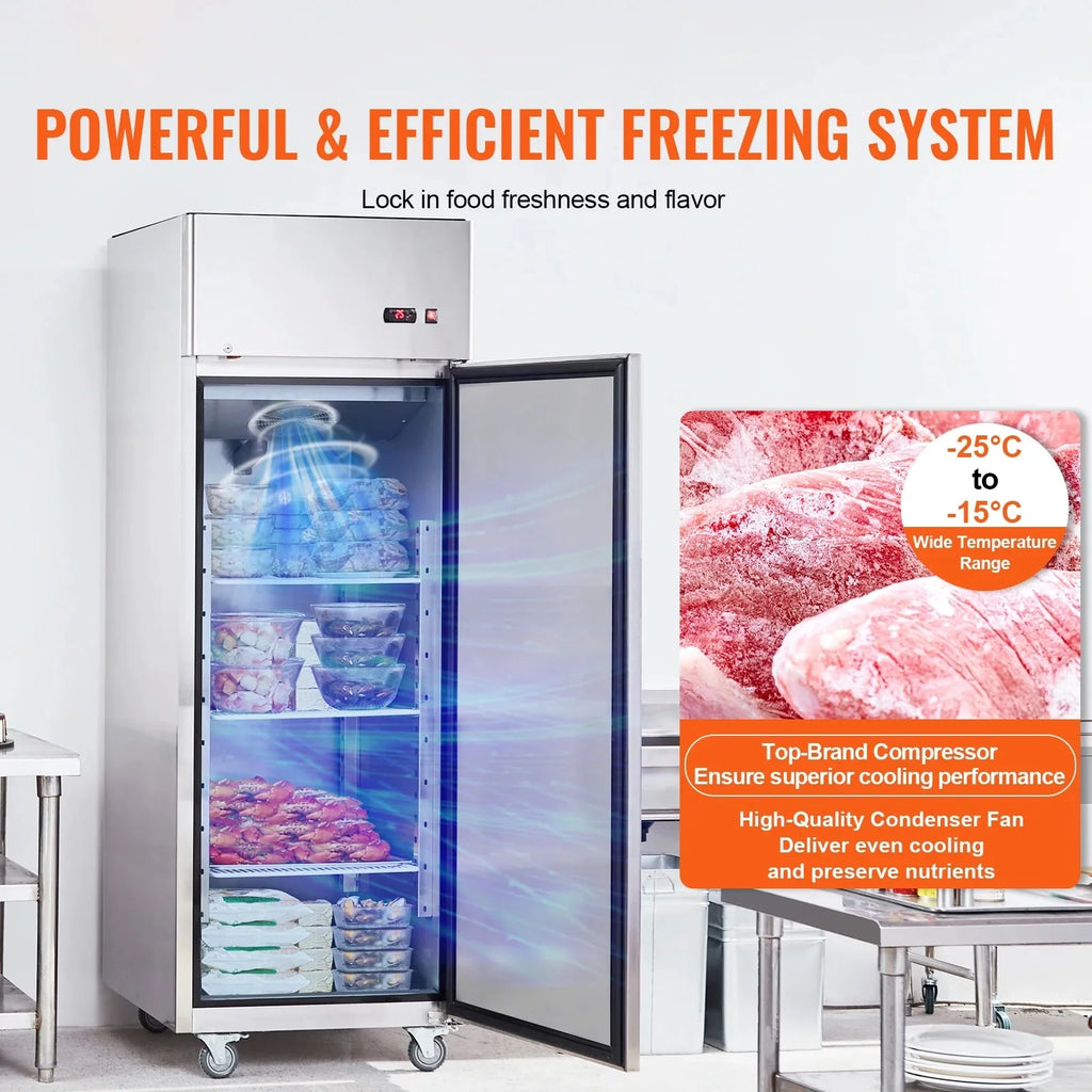 SKYSHALO Commercial Freezer 19.32 Cu.ft Reach In Upright Freezer 1 Door 4 Shelves
