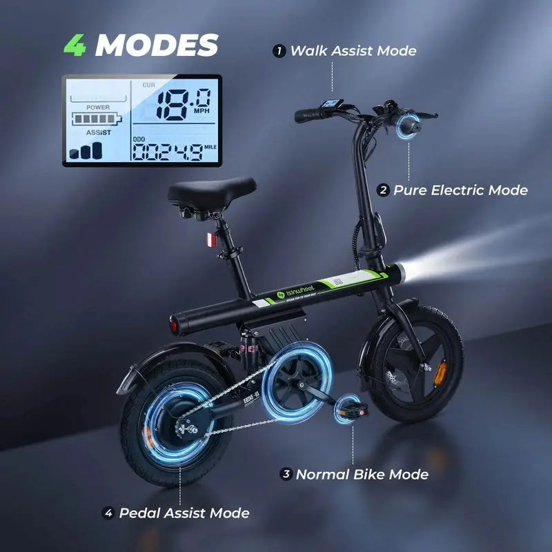 isinwheel U1 Electric Bike for Adults & Teens, 750W Motor, Foldable, 25-Mile Range, UL2849 Certified