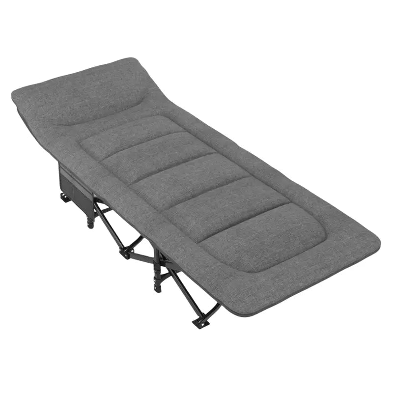 Heavy-Duty Folding Camping Cot with Integrated Mattress and Pillow – 450 lb Capacity