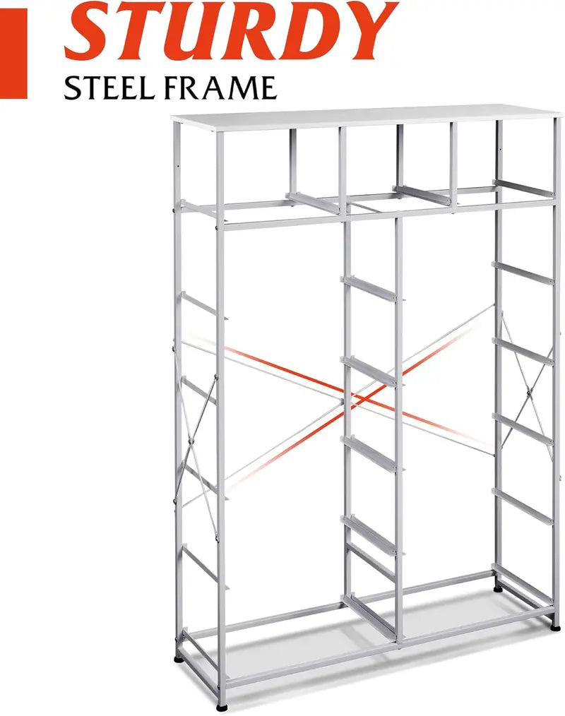 WLIVE 13-Bin Steel Storage Tower – Charcoal Black Tall Organizer with Fabric Bins for Hallway or Home Office