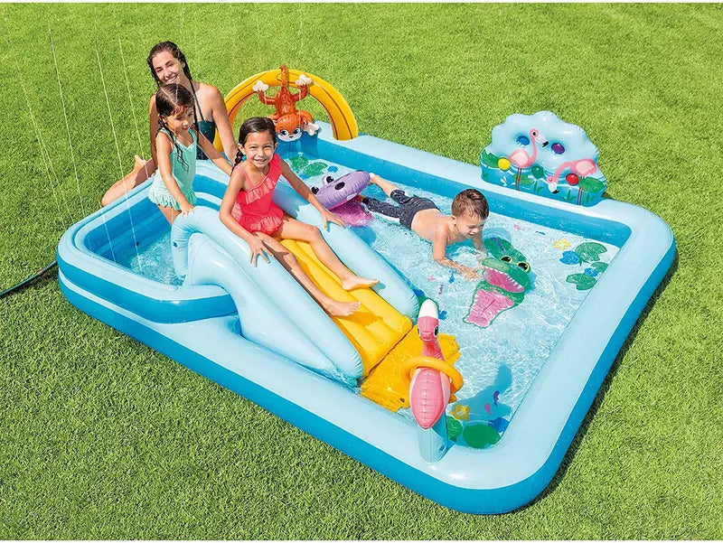 Inflatable Jungle-Themed Play Center – 96″ x 78″ x 28″, Designed for Kids Ages 2+ with Safe Bounce Surface and Kid-Friendly Features