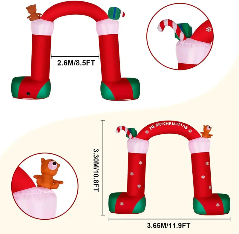 ITEFDTUTNE 12FT Christmas Inflatable Archway, Green Polyester with LED Lights, Outdoor Holiday Yard Decoration