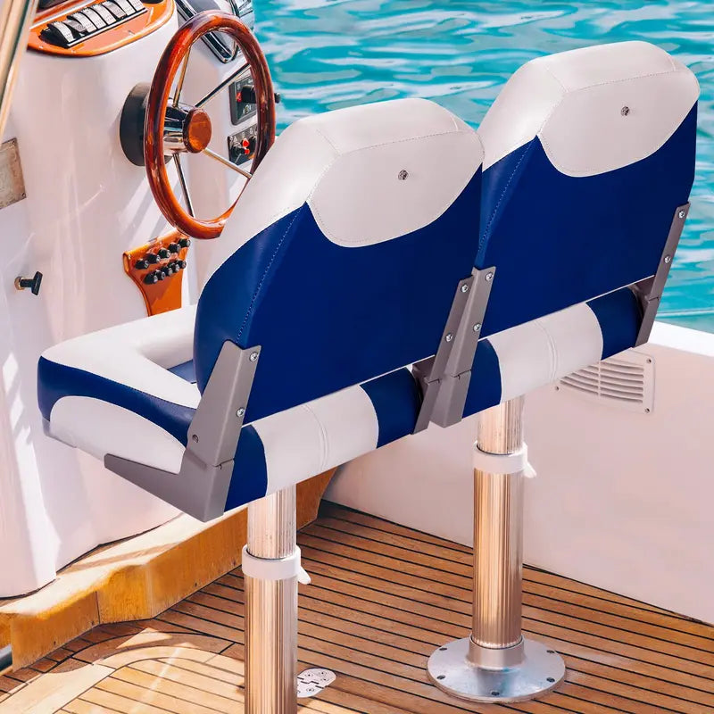 Low-Back Folding Boat Seats – 2-Pack Marine-Grade Seat Set for Small Watercraft