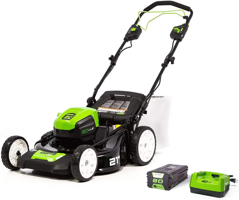 Greenworks GLM801601 80V 21-Inch Cordless Lawn Mower – Includes Two 2Ah Batteries & Charger