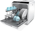 Hermitlux Countertop Mini Dishwasher – 7-Program Portable Unit with 5L Built-in Tank, LED Display, Glass Door, No Plumbing Required