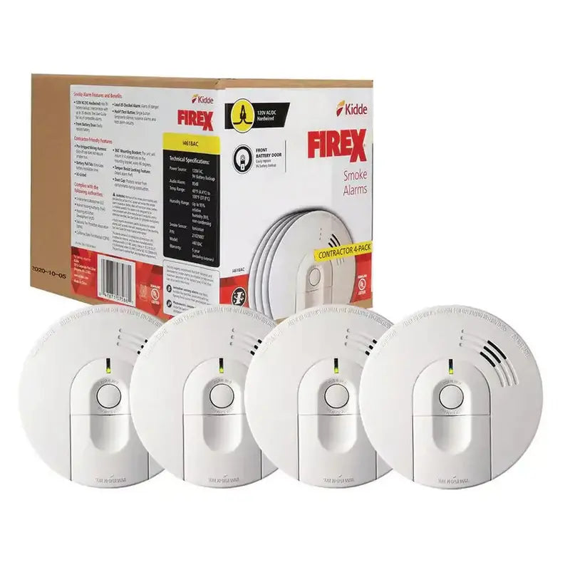 i4618 Hardwired Smoke Alarm – 4-Pack Ionization Detector with 120V AC Power & 9V Backup Battery