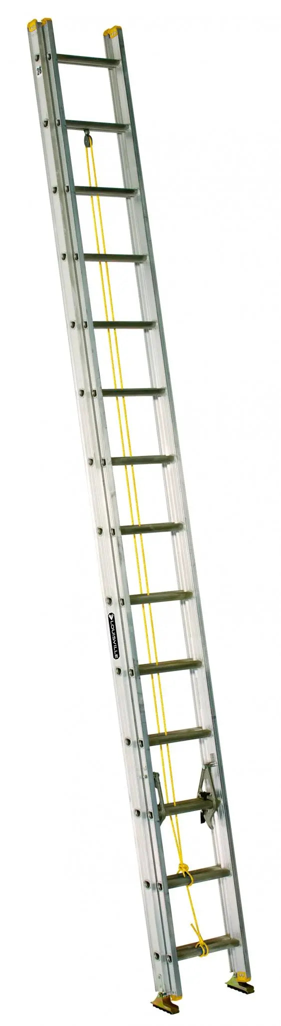 Louisville AE3228 28-Foot Aluminum Extension Ladder – QuickLatch Lock System & Slip-Resistant D-Rungs