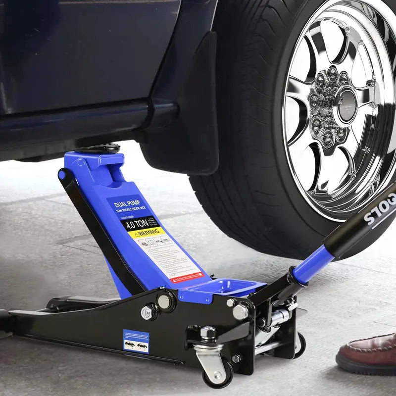 Low-Profile 4-Ton Floor Jack – Dual-Piston Trolley Lift, 4″–21″ Range, 8000 lb Capacity