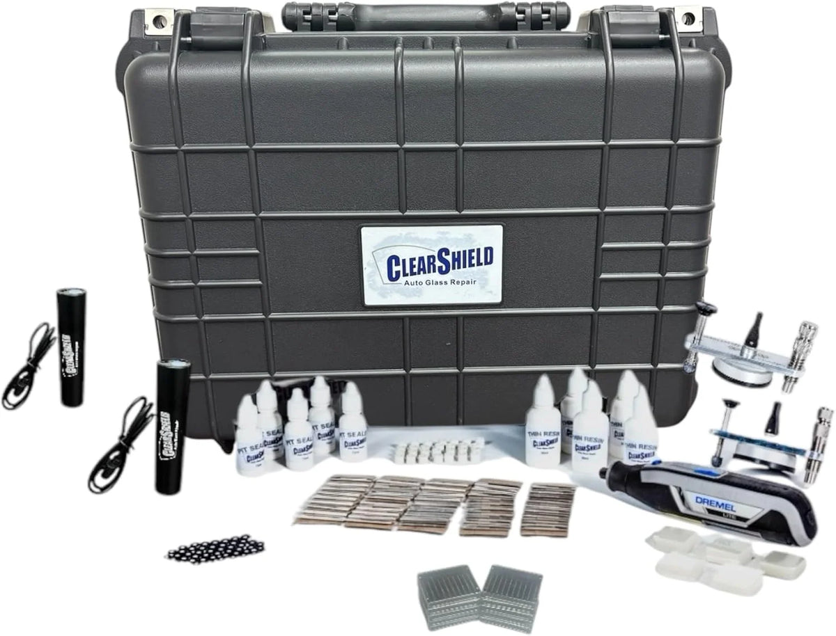 Clearshield Windshield Repair Kit Professional Auto Glass Repair Kit for Rock Chip or Cracks - Restores to a Fine Smooth Finish (1,000+ Repairs)