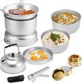 Outdoor Camping Cooking Set – 10 PCS Stove Kit with Dish Plates, Pots & Water Kettle