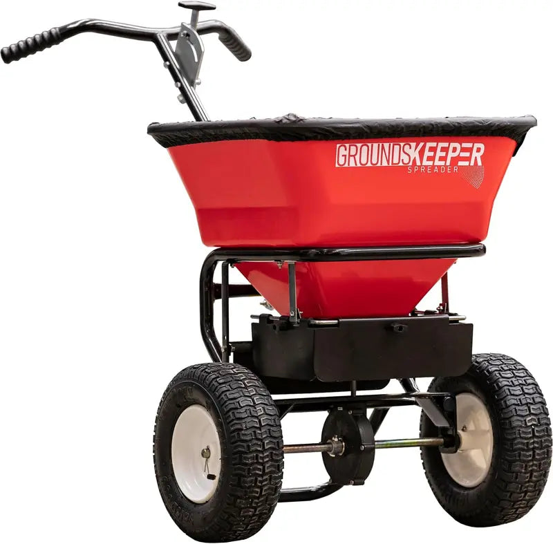 Grounds Keeper 3039632R Walk-Behind Push Spreader – 100-Lb Capacity for Seed, Salt, De-Icer, Fertilizer & More
