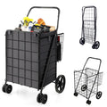 Heavy-Duty Folding Grocery Cart – 330-LB Capacity, Dual Baskets, and 360° Swivel Wheels