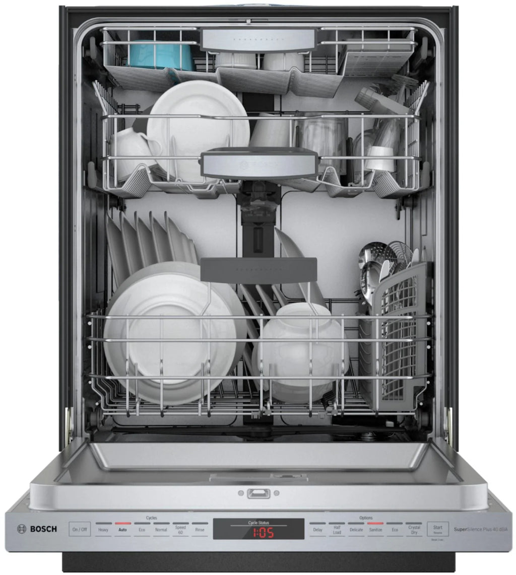 Bosch - 800 Series 24" Top Control Built-In Dishwasher with CrystalDry, Stainless Steel Tub, 3rd Rack, 40 dBa - Stainless steel
