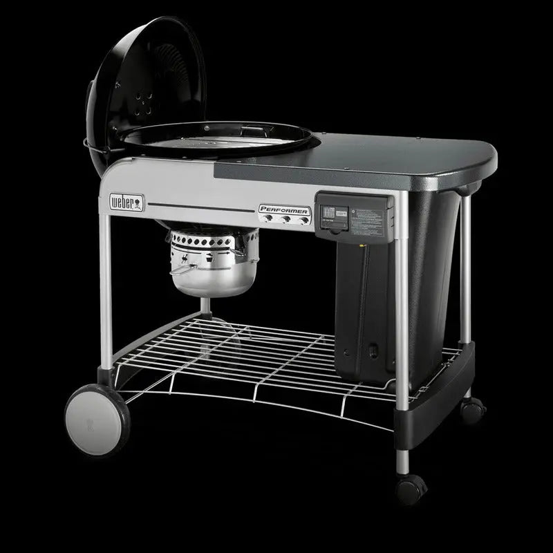 Weber Performer Deluxe 22-Inch Charcoal Grill – Black, Built-in Thermometer & Ash Catcher