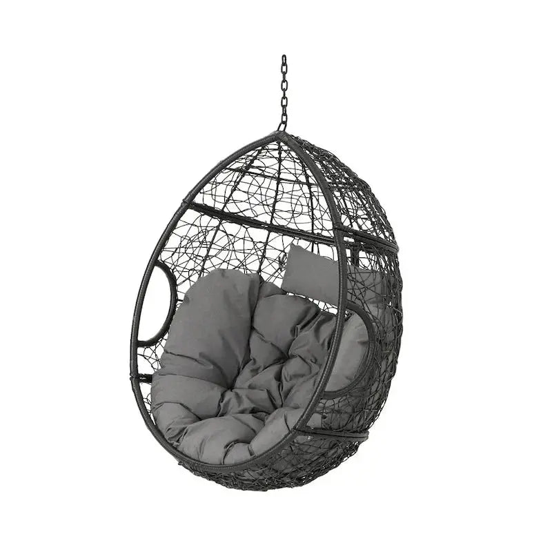 Waterproof Hanging Wicker Egg Chair – Outdoor Hammock Seat with Cushions, 300 lb Capacity