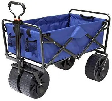 Mac Sports Heavy-Duty All-Terrain Folding Beach Wagon – Blue/Black Utility Cart