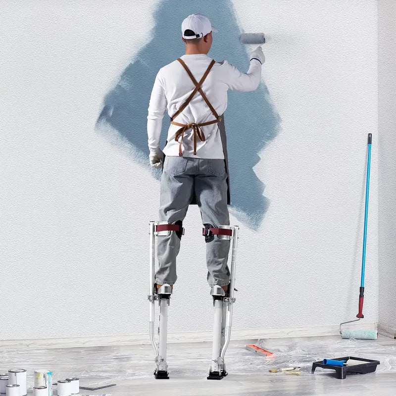 VEVOR Adjustable Aluminum Tool Stilts, 18″-30″, with Protective Knee Pad & Sturdy Alloy, Supports 228 lbs, Ideal for Drywall & Painting