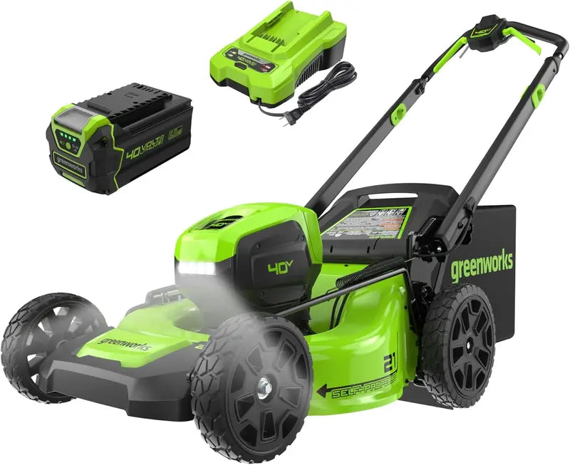 Greenworks 40V 21″ Self-Propelled Brushless Cordless Lawn Mower — 5.0Ah