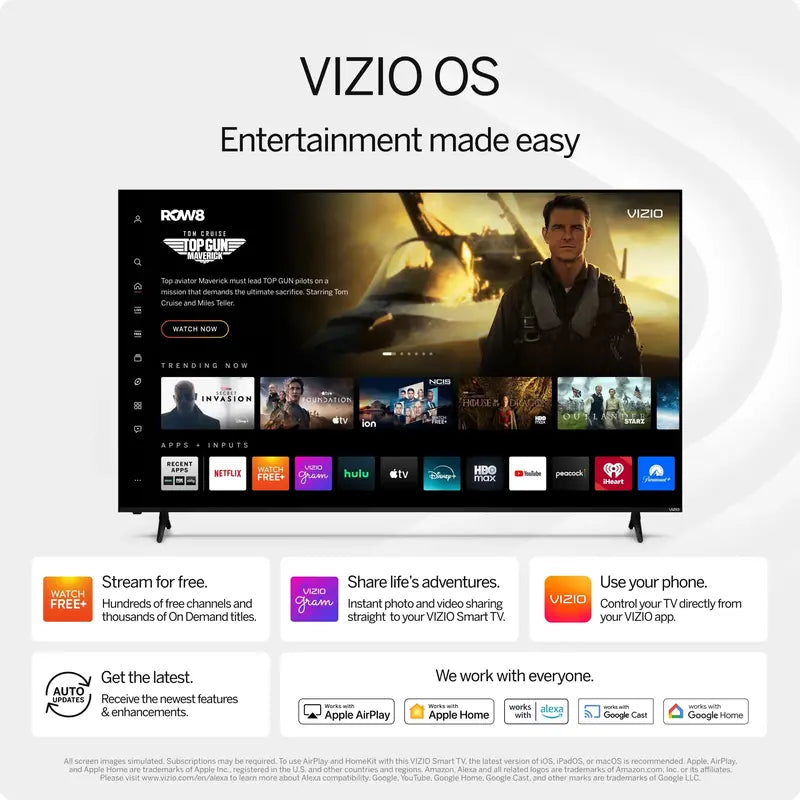 VIZIO V4K50M-08 50″ Class 4K UHD LED Smart TV – HDR10+, Roku OS, Slim Bezel Design
