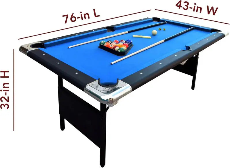 Hathaway Fairmont 6-Foot Portable Pool Table – Folding Billiards Table with Easy-Store Design for Game Rooms
