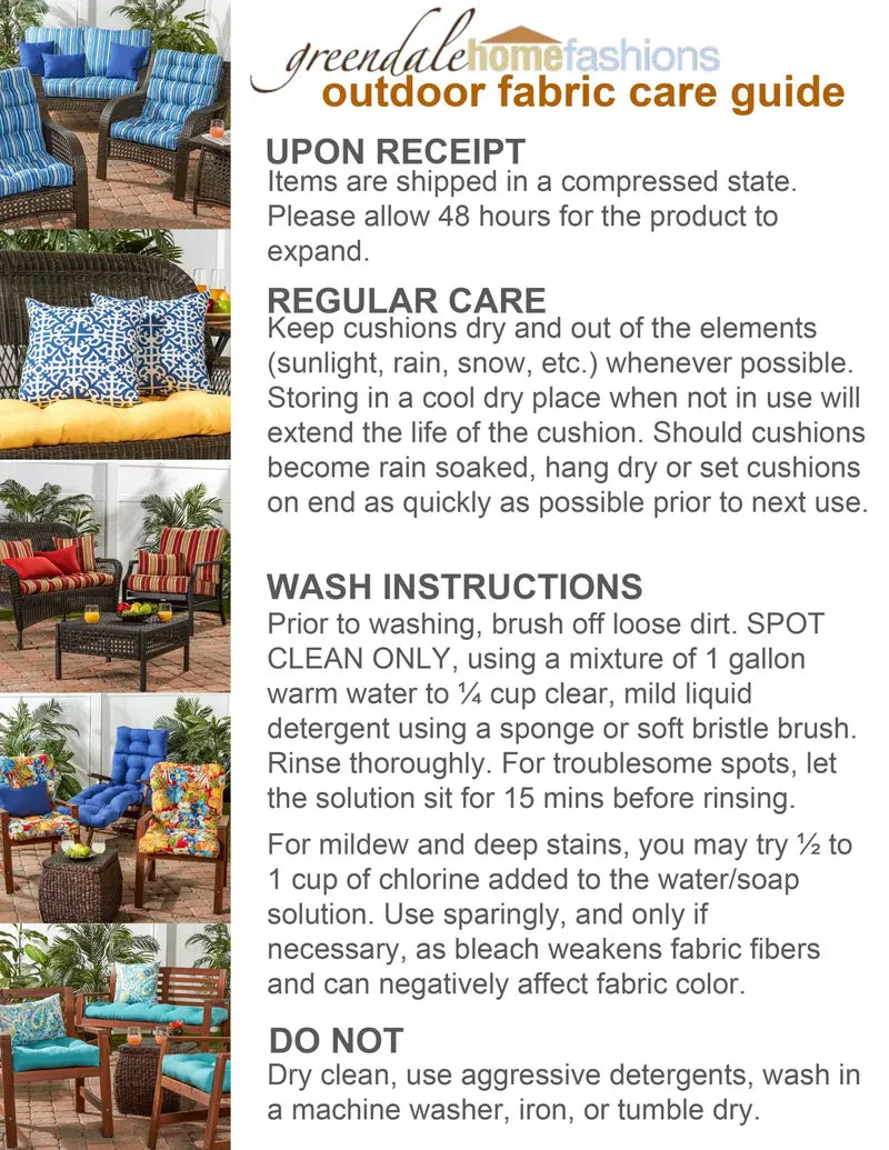 Greendale Home Fashions High Back Outdoor Chair Cushion, Blue Stripe, 44x22in, Polyester