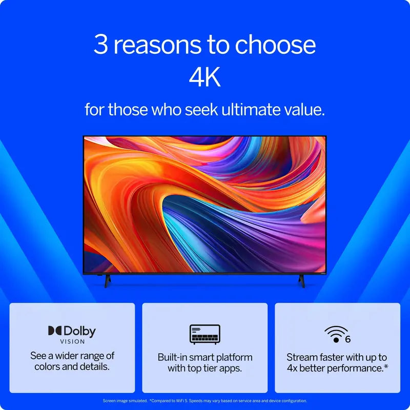 VIZIO V4K50M-08 50″ Class 4K UHD LED Smart TV – HDR10+, Roku OS, Slim Bezel Design