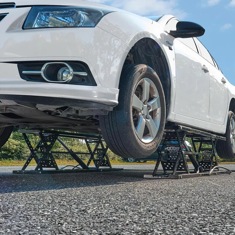 Heavy-Duty Portable Car Lift – 7,000 lb Capacity with Extended Runway Plates & 26.8″ Max Lift Height for Home Garage or Workshop