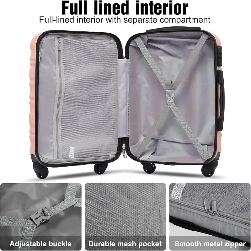 LONG VACATION ABS+PC 6-Piece Luggage Set – Expandable Hardshell Suitcases with YKK Zippers, TSA Locks & 360° Wheels