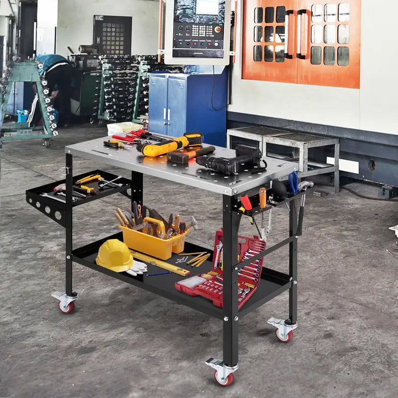GoPlus 36×18-Inch Mobile Welding Table with 1200-Lb Capacity, Tool Rack & Tray