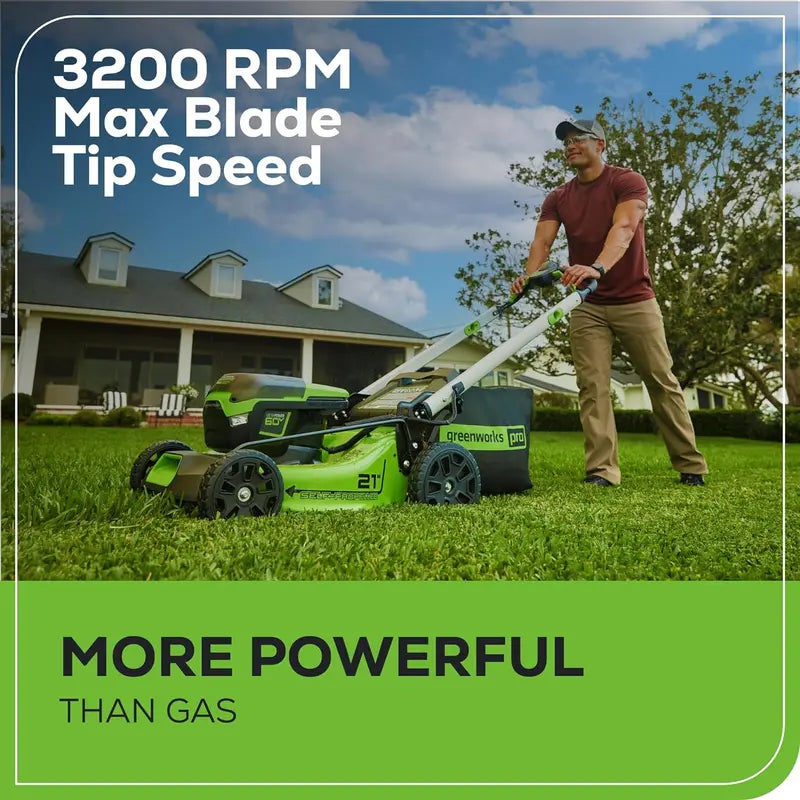 Greenworks 60V 21″ Self-Propelled Cordless Lawn Mower — Includes Two 4.0Ah Batteries & Dual-Port Charger