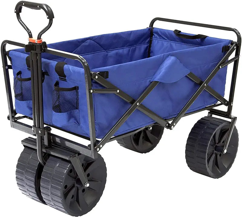 Mac Sports Heavy-Duty All-Terrain Folding Beach Wagon – Blue/Black Utility Cart