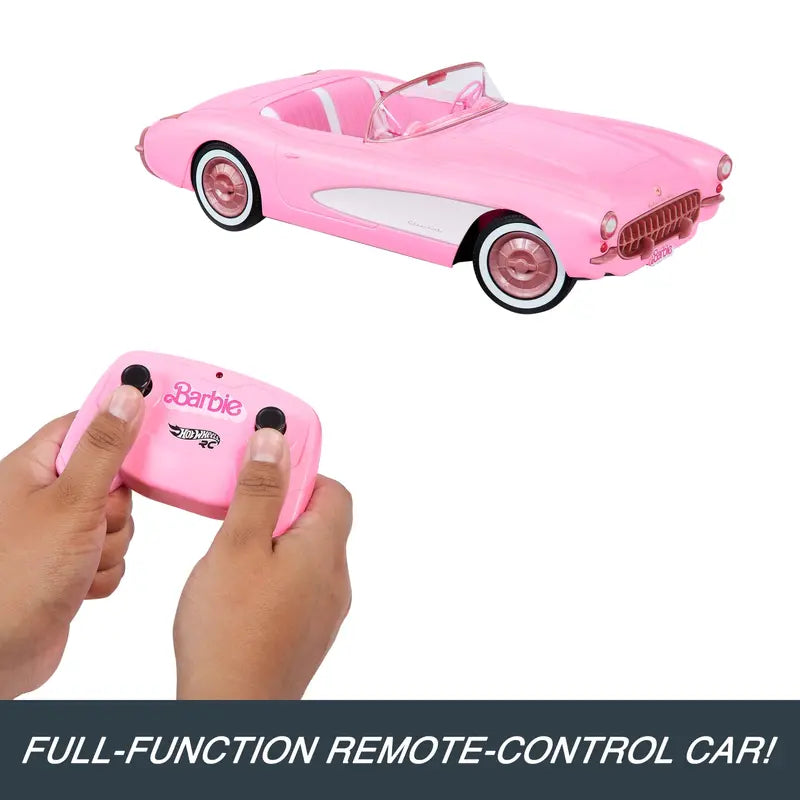 Hot Wheels RC 1956 Barbie Corvette Stingray, 2.4 GHz Remote Control, Movie-Accurate, Fits 2 Dolls