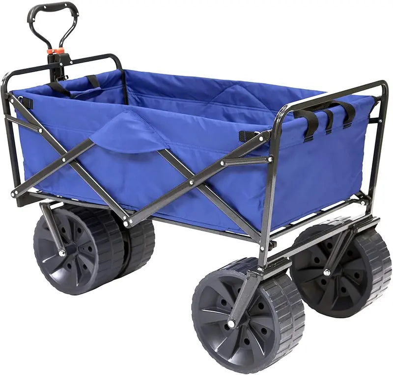 Mac Sports Heavy-Duty All-Terrain Folding Beach Wagon – Blue/Black Utility Cart