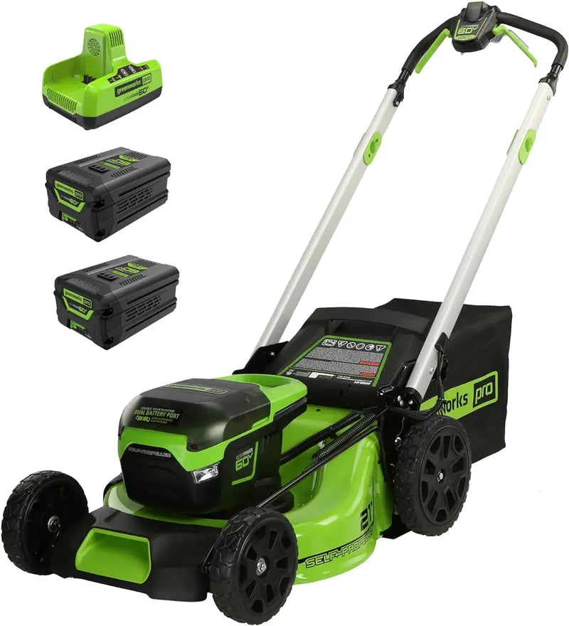 Greenworks 60V 21″ Self-Propelled Cordless Lawn Mower — Includes Two 4.0Ah Batteries & Dual-Port Charger