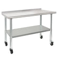 HARDURA Stainless Steel Table 24 x 48 Inches with Wheels Casters NSF