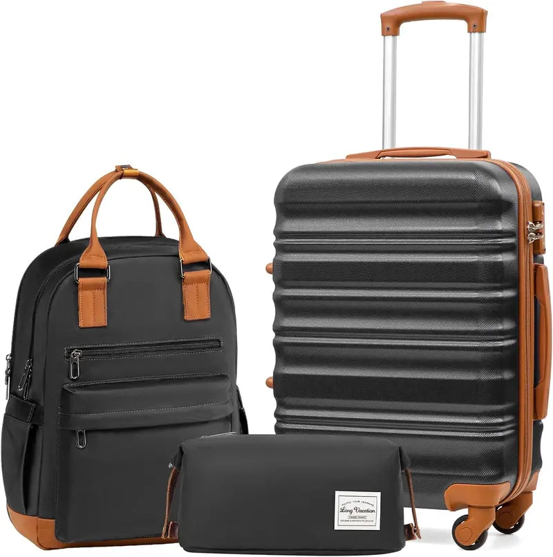 LONG VACATION ABS+PC 6-Piece Luggage Set – Expandable Hardshell Suitcases with YKK Zippers, TSA Locks & 360° Wheels