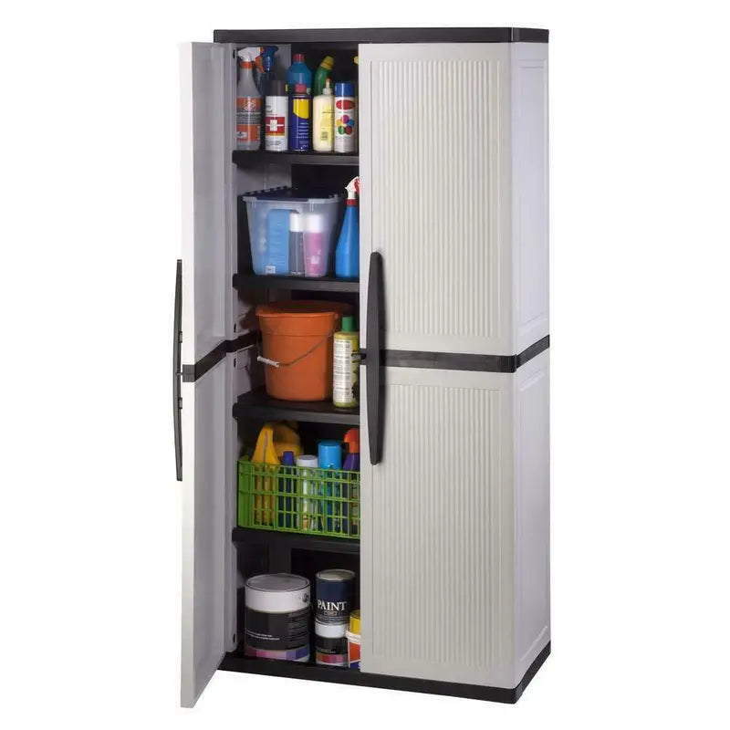 HDX Freestanding Gray Garage Cabinet – 35″W × 71″H × 18″D, Lockable Doors & Adjustable Shelves