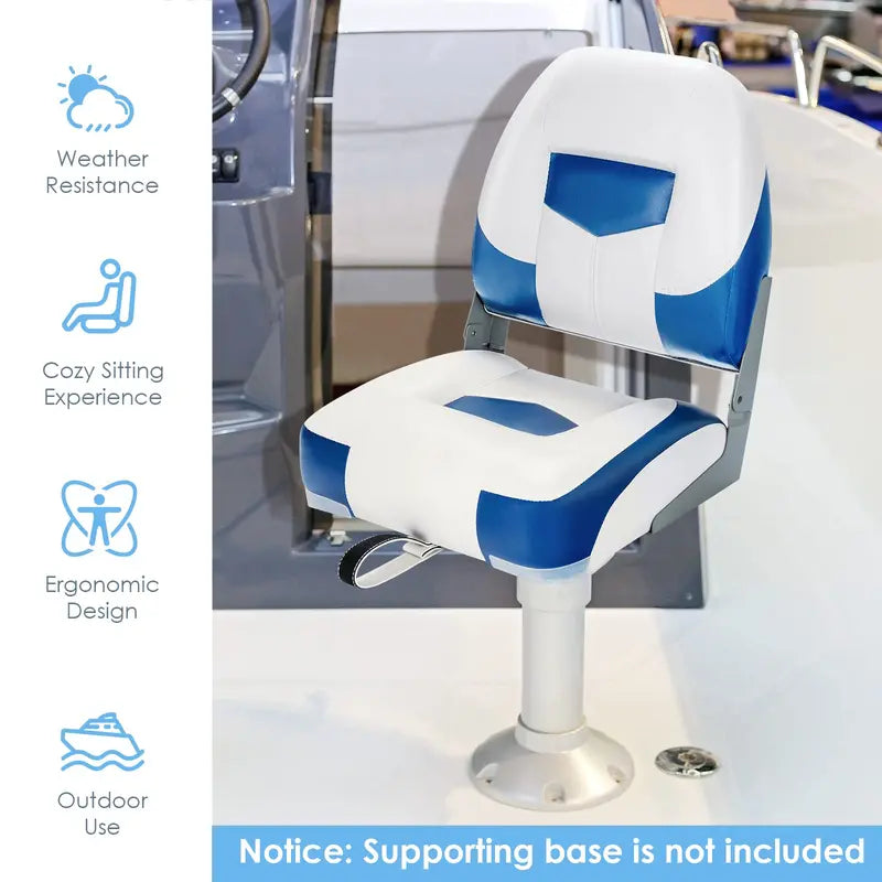 Low-Back Folding Boat Seats – 2-Pack Marine-Grade Seat Set for Small Watercraft