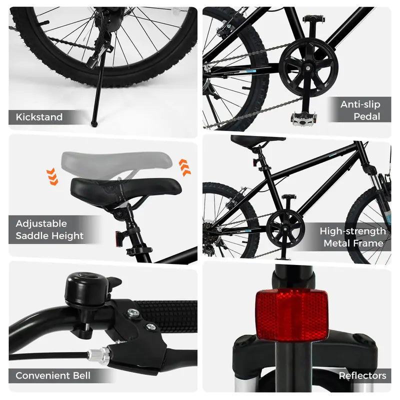 Kids' 20- and 24-Inch Mountain Bike – 6-Speed Drivetrain with Front Suspension Fork
