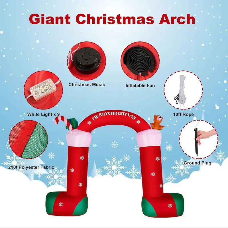 ITEFDTUTNE 12FT Christmas Inflatable Archway, Green Polyester with LED Lights, Outdoor Holiday Yard Decoration