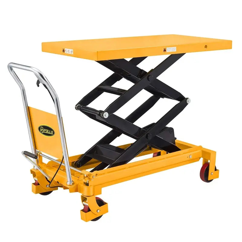 Industrial Scissor Lift Table – 350 kg Load Capacity, 130 cm Max Height, Dual-Stage Hydraulic System with Safety Locks & Caster Wheels